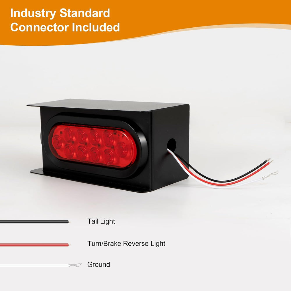 2PCS Steel Trailer Light Box Kit with 6" Oval Red 10-LED Tail Lights, Re...