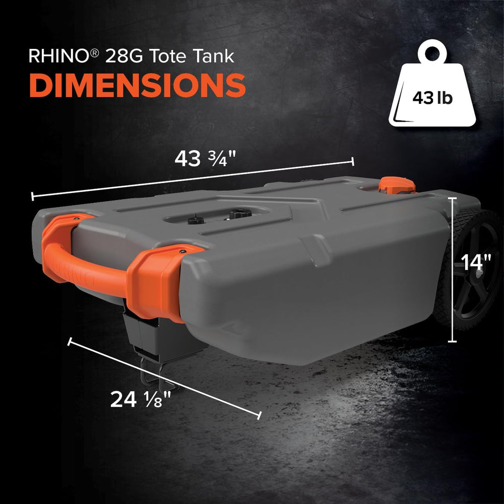 Camco Rhino 28-Gallon Camper/RV Tote Tank - Features Large Heavy-Duty No-Flat...