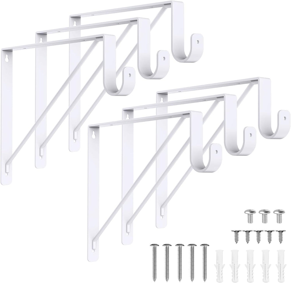 Supforce 6 Pack Closet Rod Brackets, Heavy Duty Supports for 300 lb, White