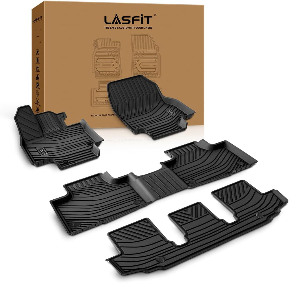 LASFIT Floor Mats for Toyota Highlander 2020-2025 8-seat All Weather TPE Custom