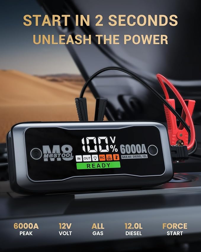 MOSTOOL M8 6000A Flagship Car Jump Starter, 12V Professional Battery Pack