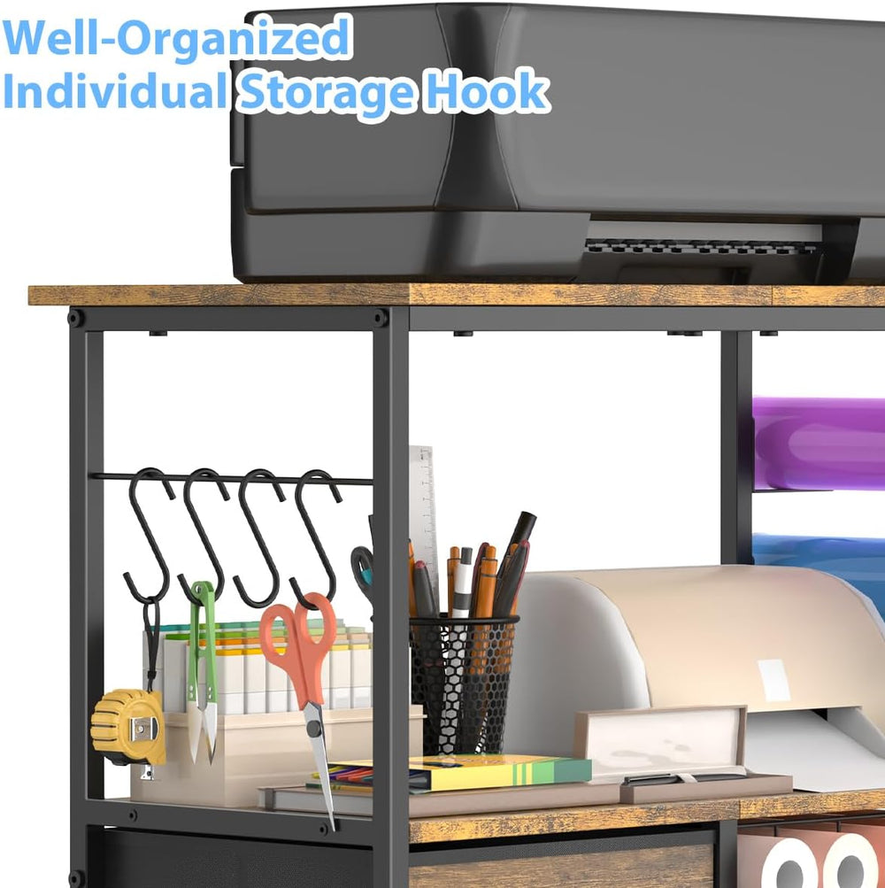 Storage Cart Compatible with Cricut Machines, 30 Vinyl Roll Holders with 2 Dr...
