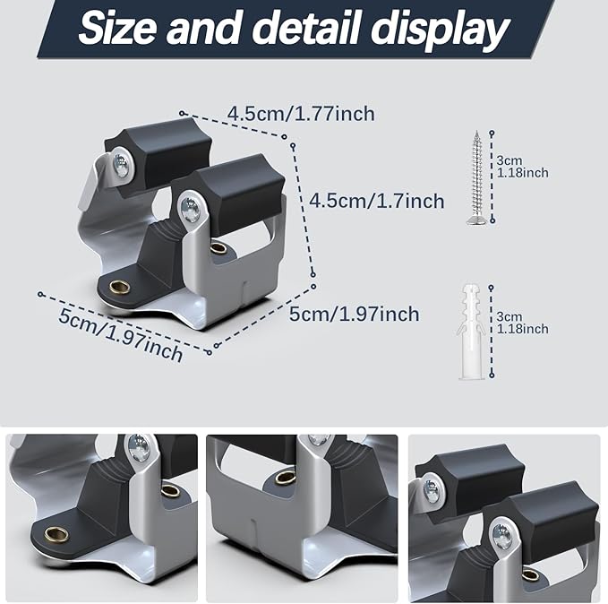 3-H Mop and Broom Holder Big Size Hanging 1 KG Extra, 15 Pack Broom Hanger Wall