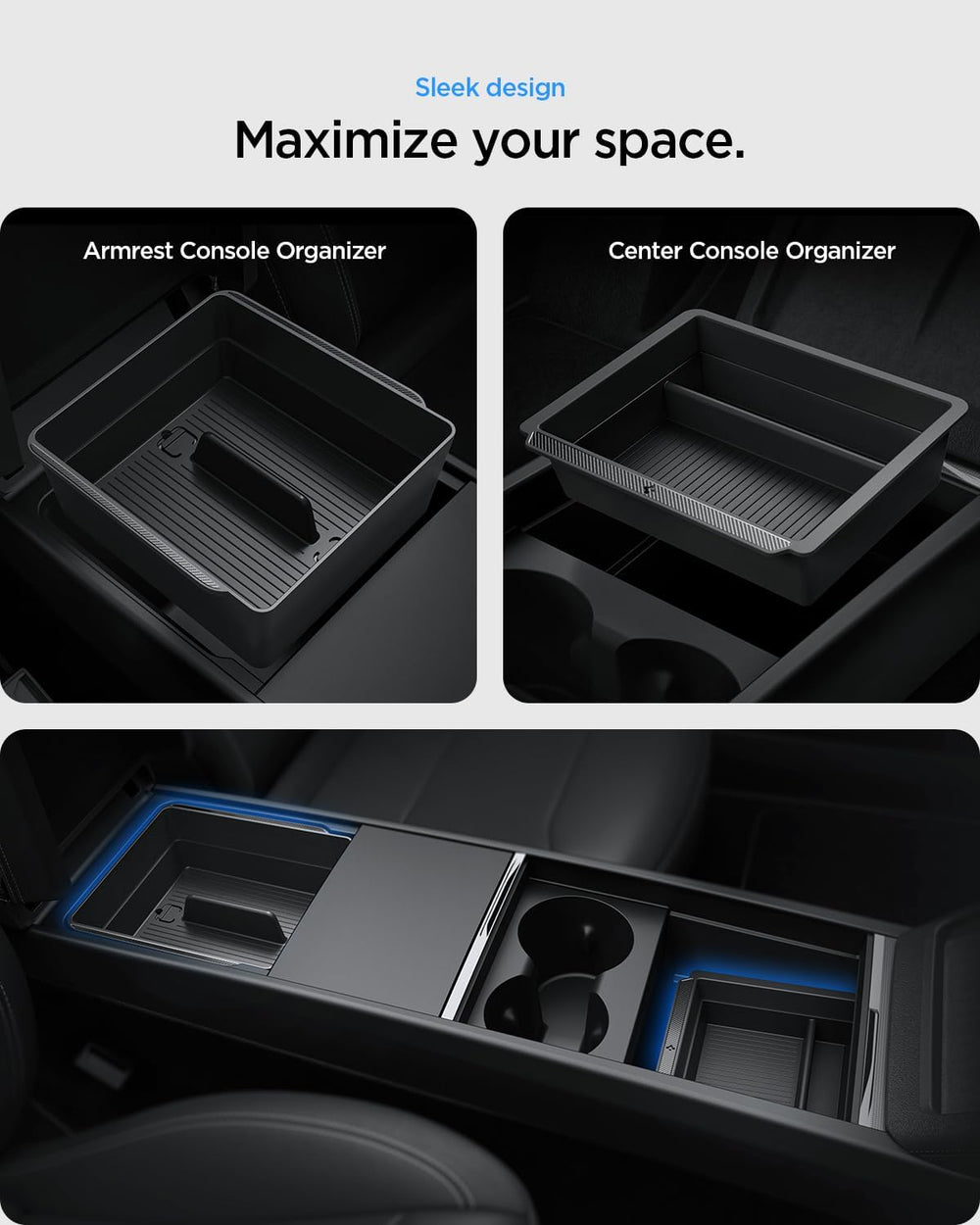 Spigen Center Console and Armrest Organizer for Tesla Model Y Juniper & M...