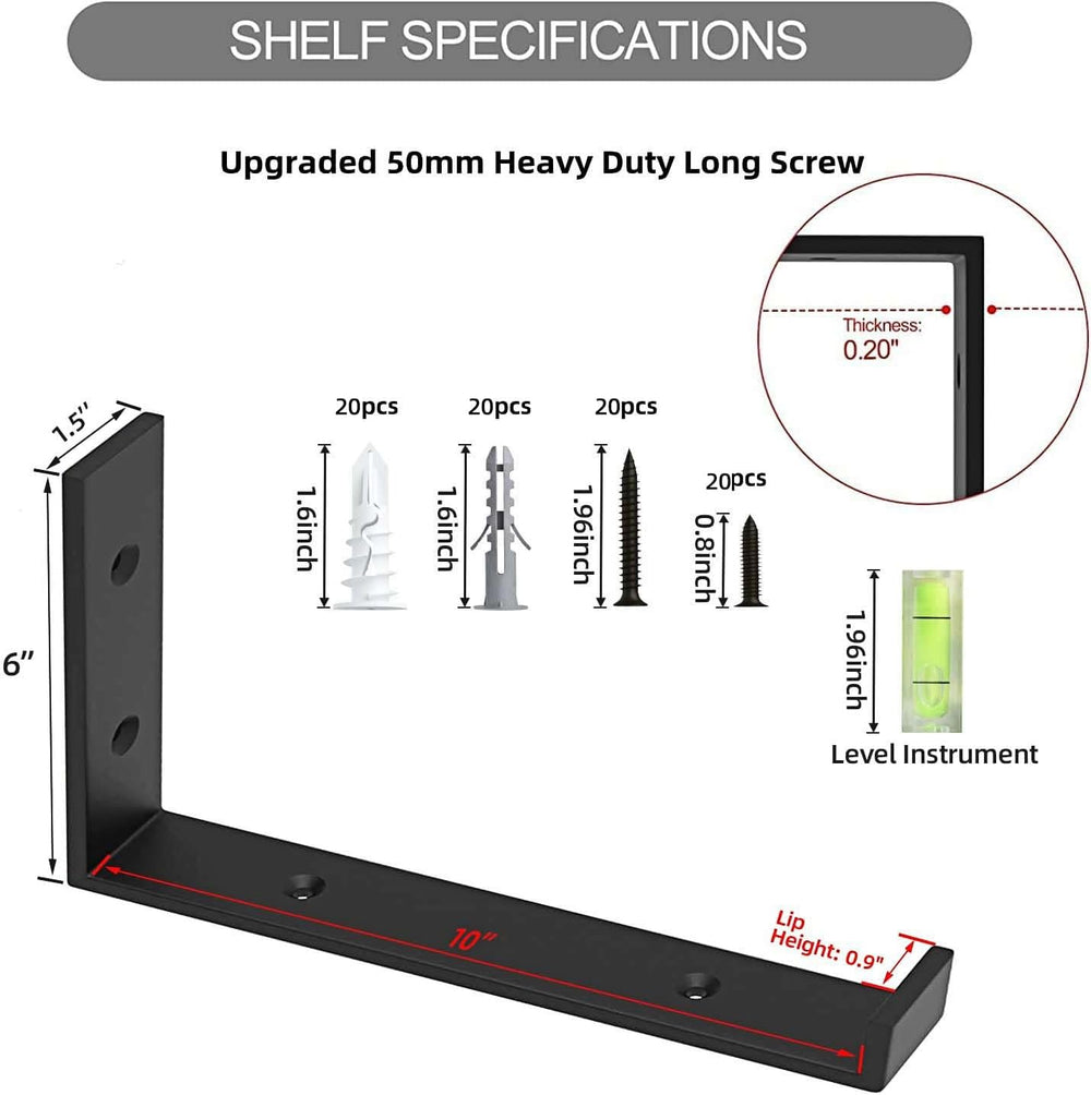 WEKIS Shelf Bracket, Heavy Duty Floating Shelf Brackets 10-Inch Long, 10-Pack...
