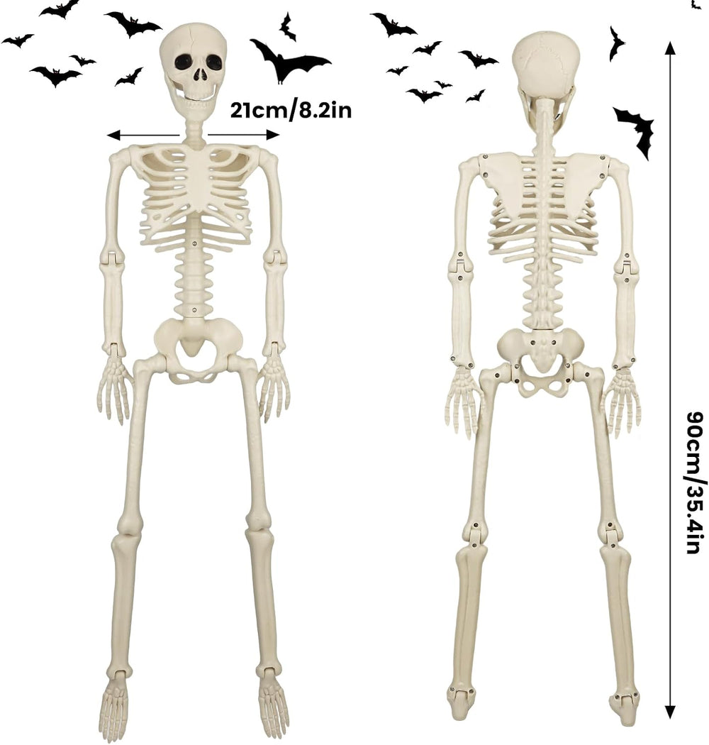 2 Pack 36'' Skeletons Halloween Decorations Outdoor: 3 FT Posable Ske...