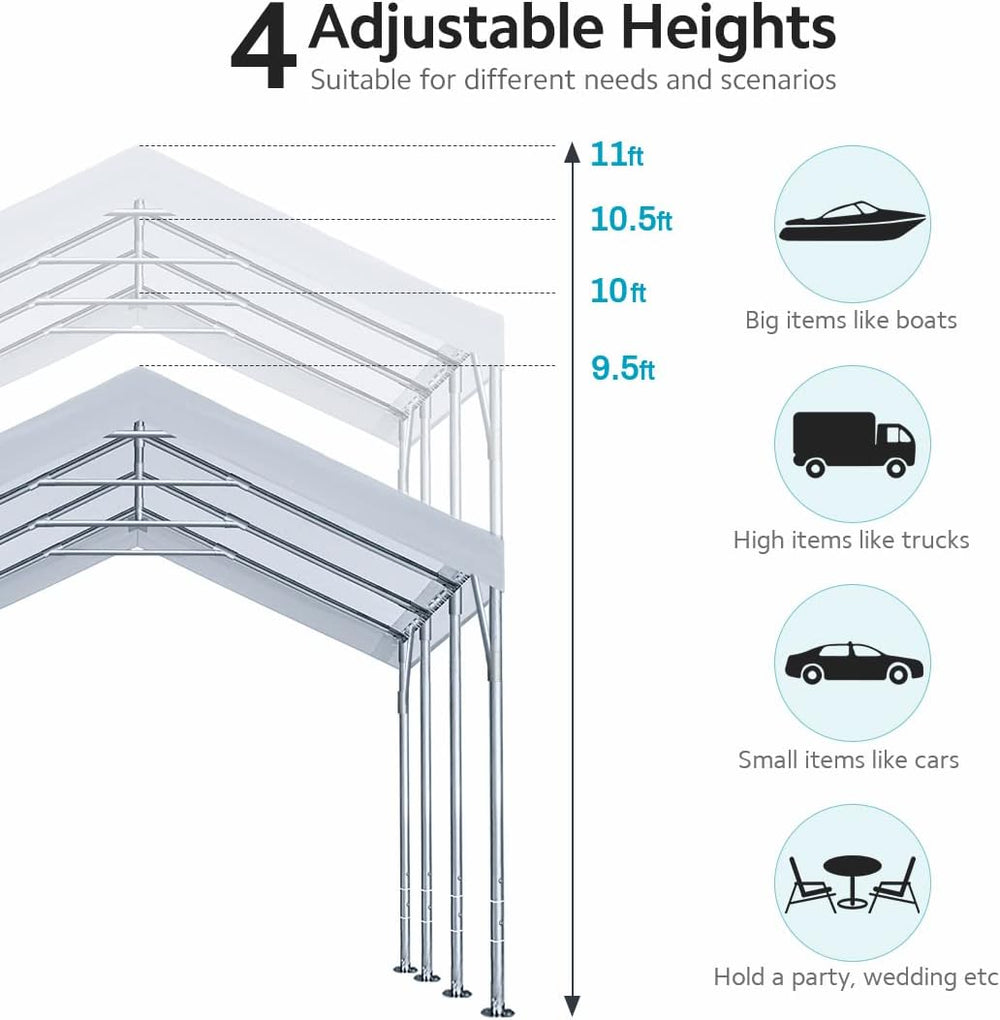 ADVANCE OUTDOOR 12x20 ft Canopy Garage Heavy Duty Carport Car Boat Shelter Pa...