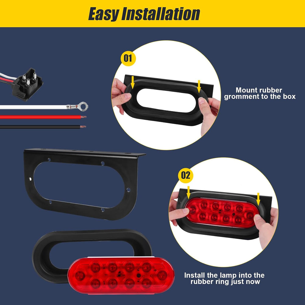 6 Inch Oval Led Trailer Lights Kit with Mounting Bracket