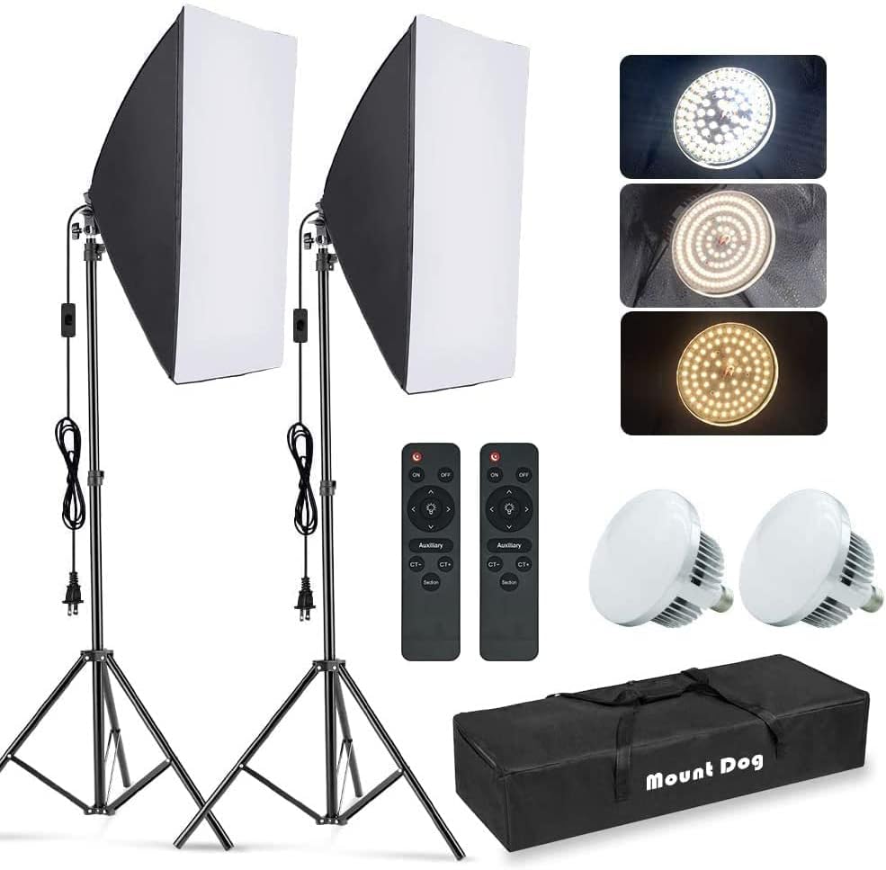 MOUNTDOG Softbox Lighting Kit, 2x19.7"x27.5" Photography Continuous...