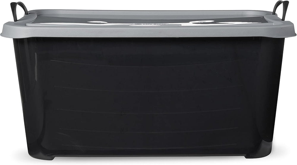 Life Story 6 Pack Stackable Storage Bin, 55 Qt Home Organizers, Black/Gray