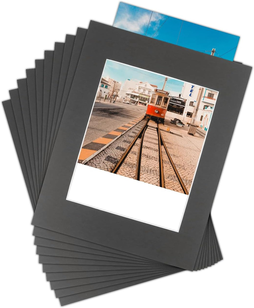 Golden State Art, Pack of 10 Black 11x14 Slip-in Pre-Adhesive Photo Mat for 8...