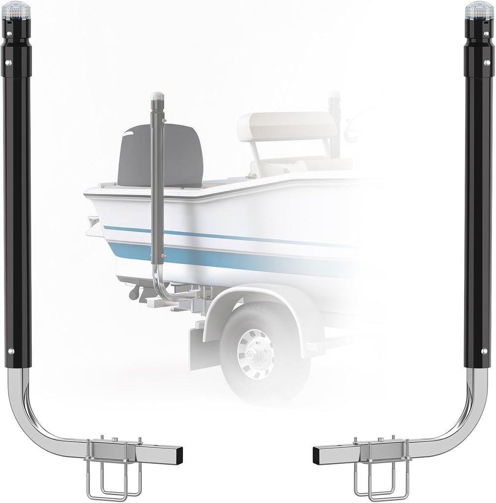 Partsam 1 Pair Boat Trailer Guides with Top Light & Reflective Tape