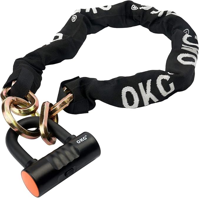 OKG Ultra Security Motorcycle Chain Lock, 4 Keys, 5 ft x 1/2in Thick Motorcycle