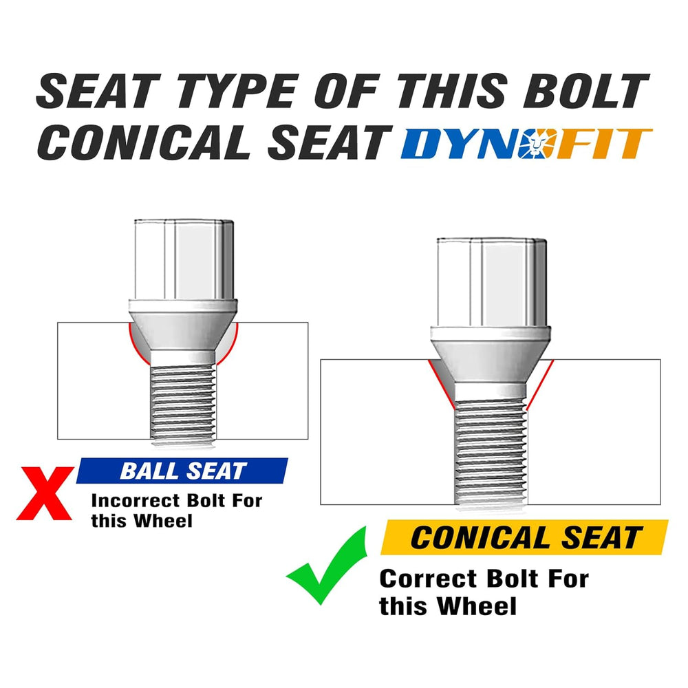 Dynofit 14x1.5 Lug Bolts Compatible with Audi A3 A4 A1 A8,27mm Shank Conical ...