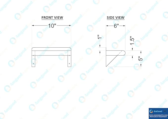 AmGood 6 in. x 10 in. Stainless Steel Wall Mount Shelf. Commercial/Home. Kitchen
