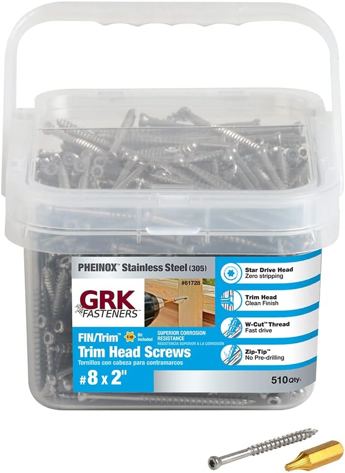 GRK 61728#8 x 2 FIN/Trim™ 305 Stainless Steel Finish Screws 510 Count