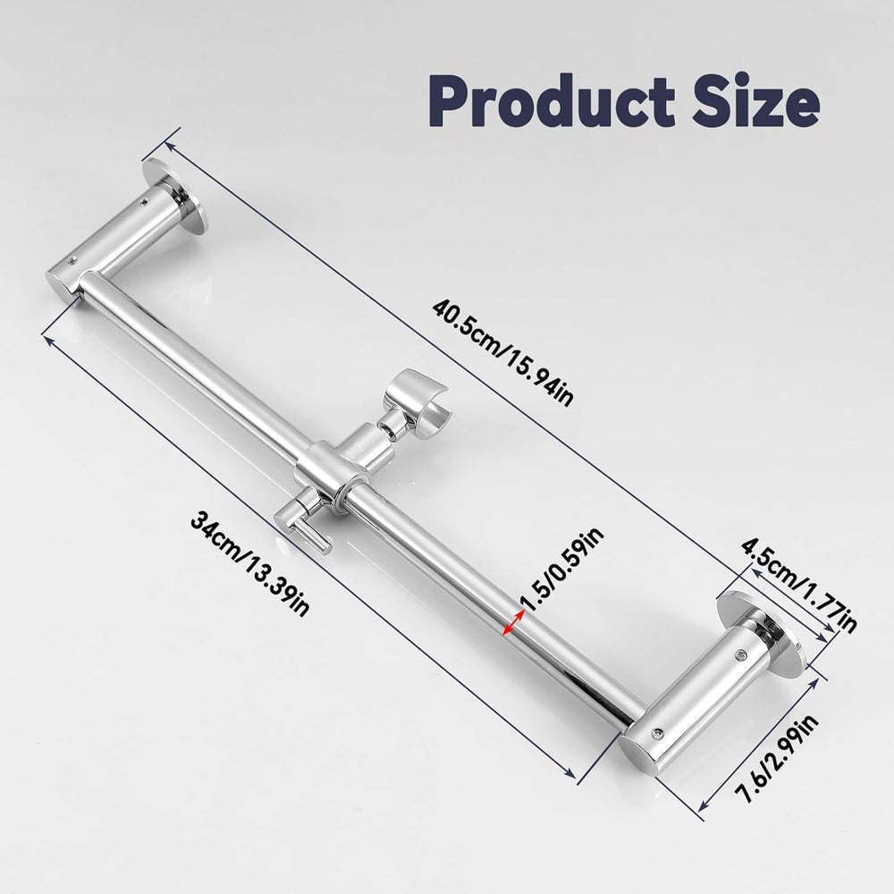 Shower Slide Bar Adjustable Handheld Shower Head Holder Wall Mount - 15inch A...