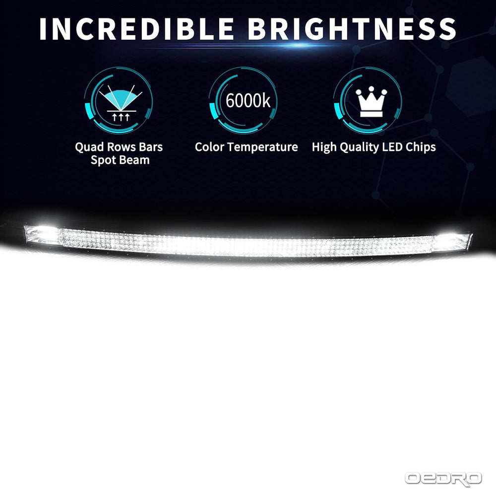 OEDRO 50 Inch 1483W Curved LED Light Bar with Wiring Harness Quad-Row