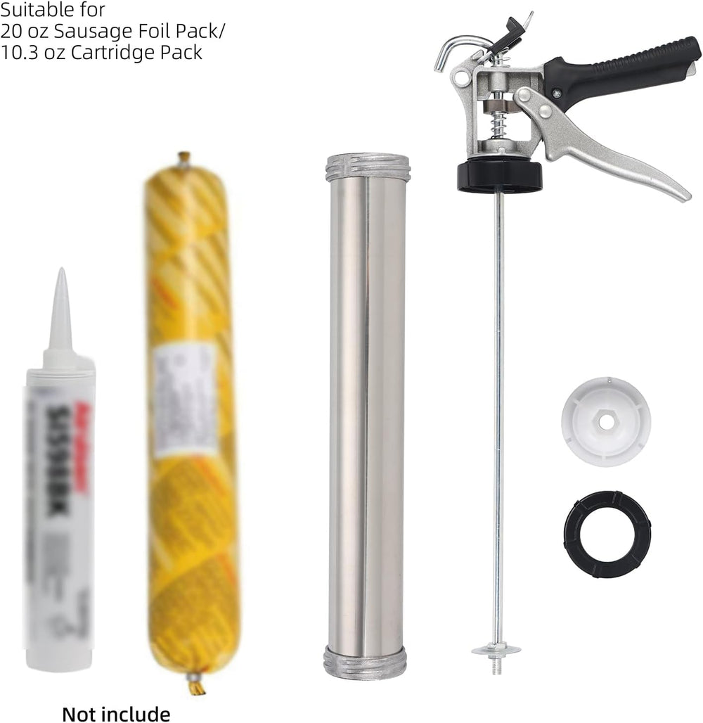 Sausage Caulk Gun,20 oz Sausage Foil Pack/10 oz Cartridge Adhesive Dual-Purpo...