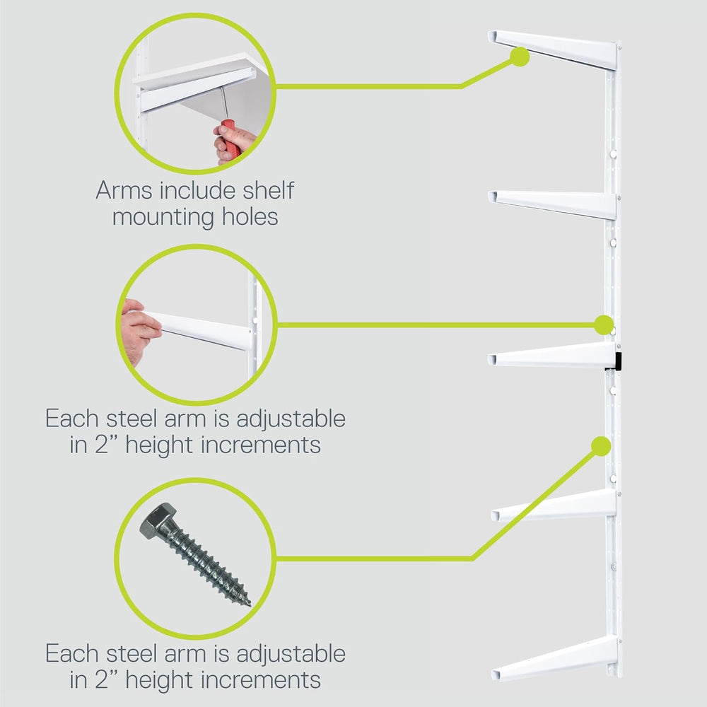 Delta Minimalistic White Shelf Brackets Cycle, Set of 10 Fully Adjustable 12-...