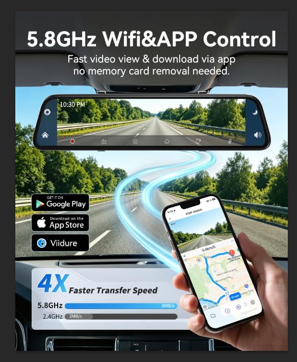 4K 13’’ Rear View Mirror Camera with Wireless Carplay&Android Auto