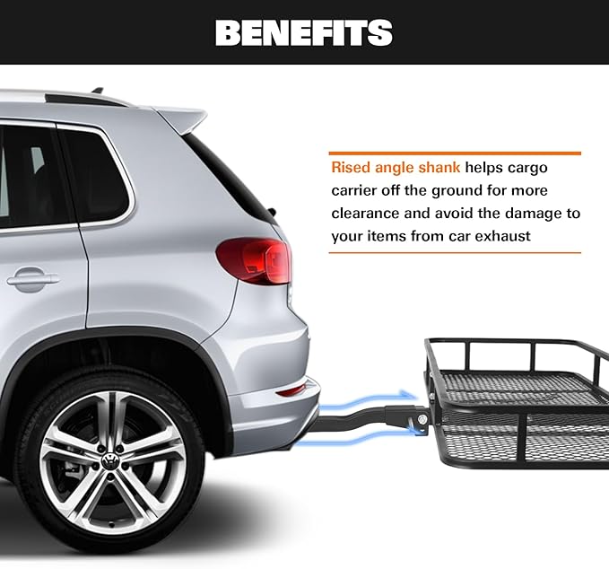WEIZE Folding Hitch Mount Cargo Carrier Basket 60" x 20" x 6"