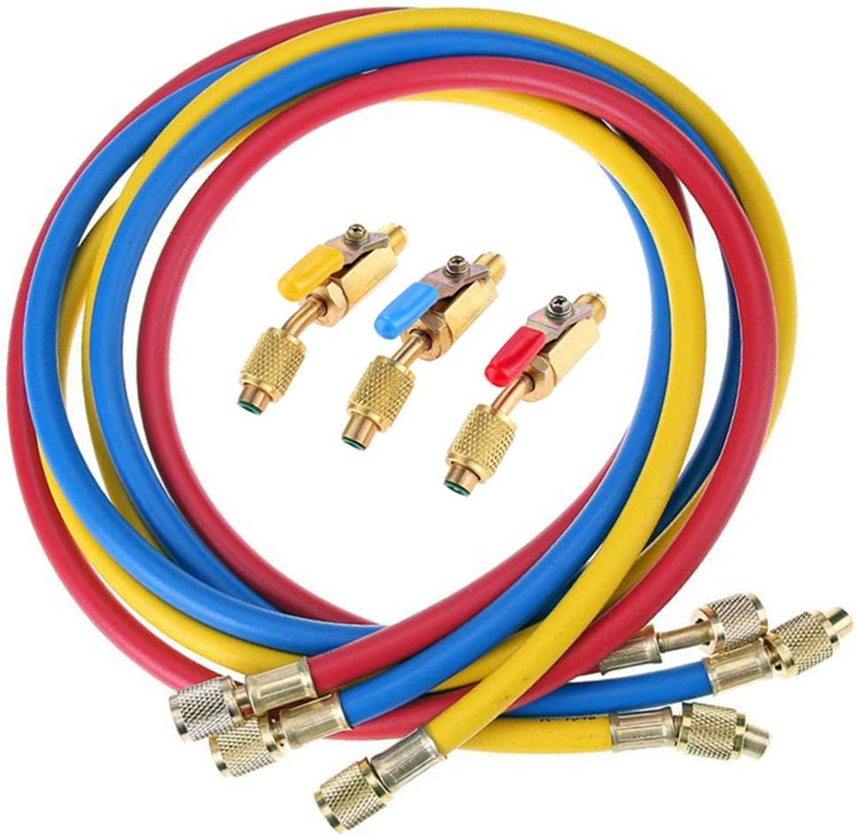 Refrigerant Charging Hose with Ball Valve Apply to R134A R12 R22 R502 R404 Re...