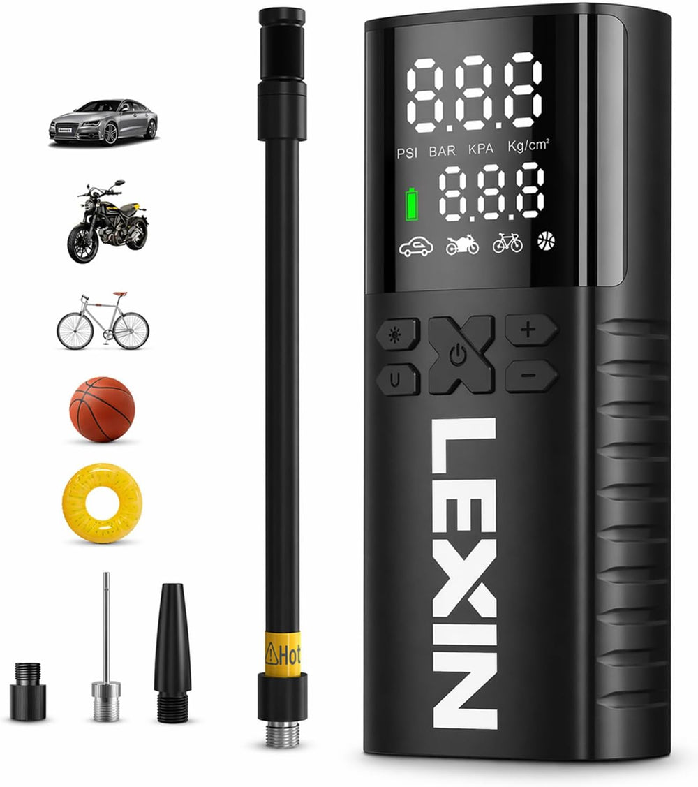 LEXIN P4 Portable Tire Inflator, 150 PSI Air Pump for Car, Motorcycle, Bike