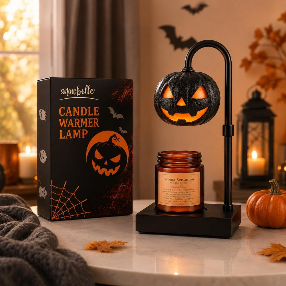 Pumpkin Candle Warmer Lamp with Timer, Dimmable Black Halloween Fall Decor