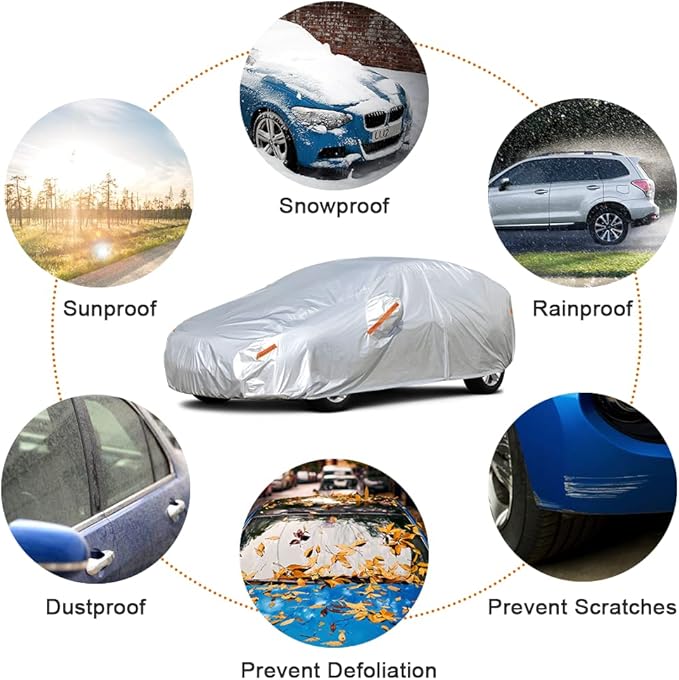 Kayme Car Covers for Automobiles Waterproof All Weather Sun Uv Rain Protection
