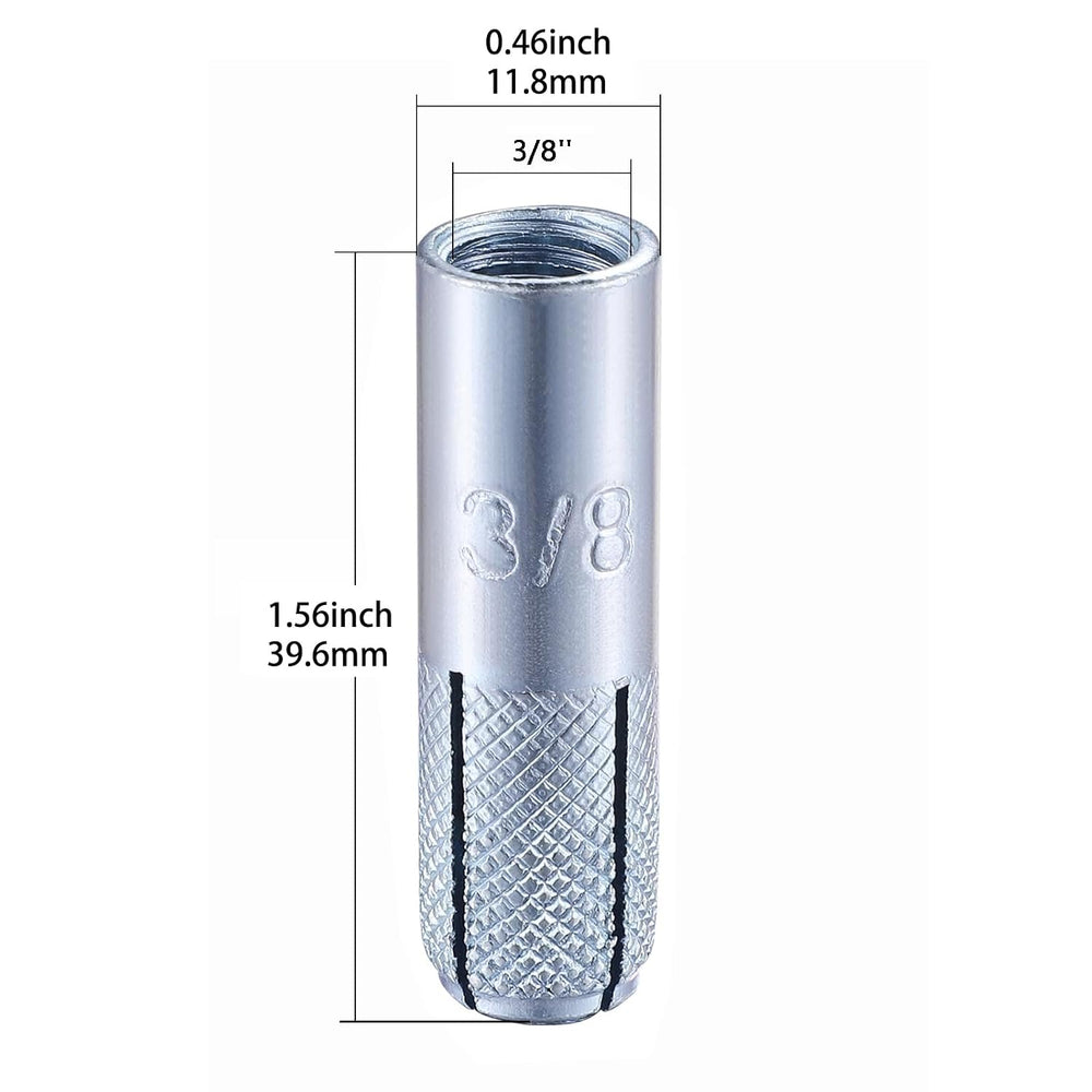 Wensilon(100 pcs) 3/8"-16 Premium Zinc Plated Carbon Steel Drop in Ancho...