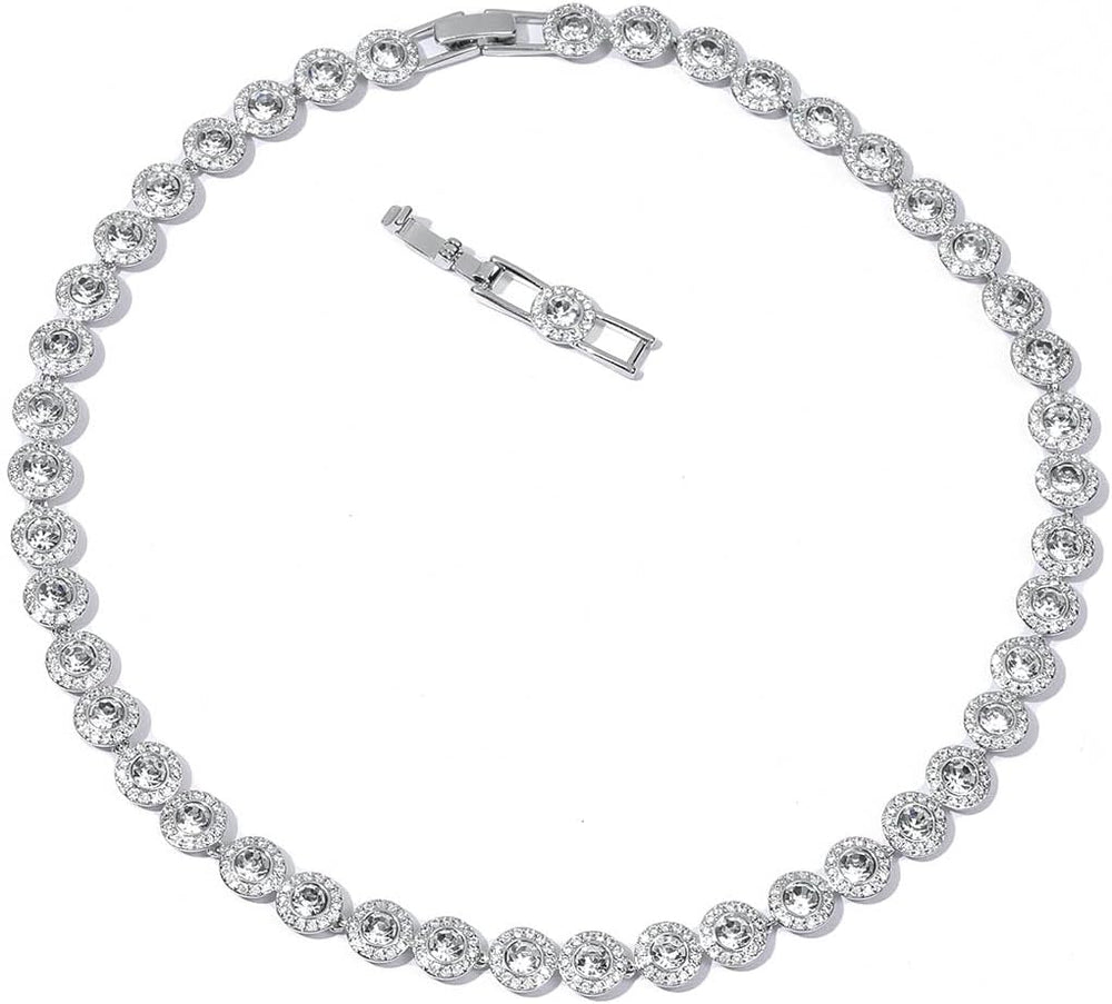 ZOEY Tennis Choker Necklace & Tennis Bracelet for Women, 18K Gold Plated ...