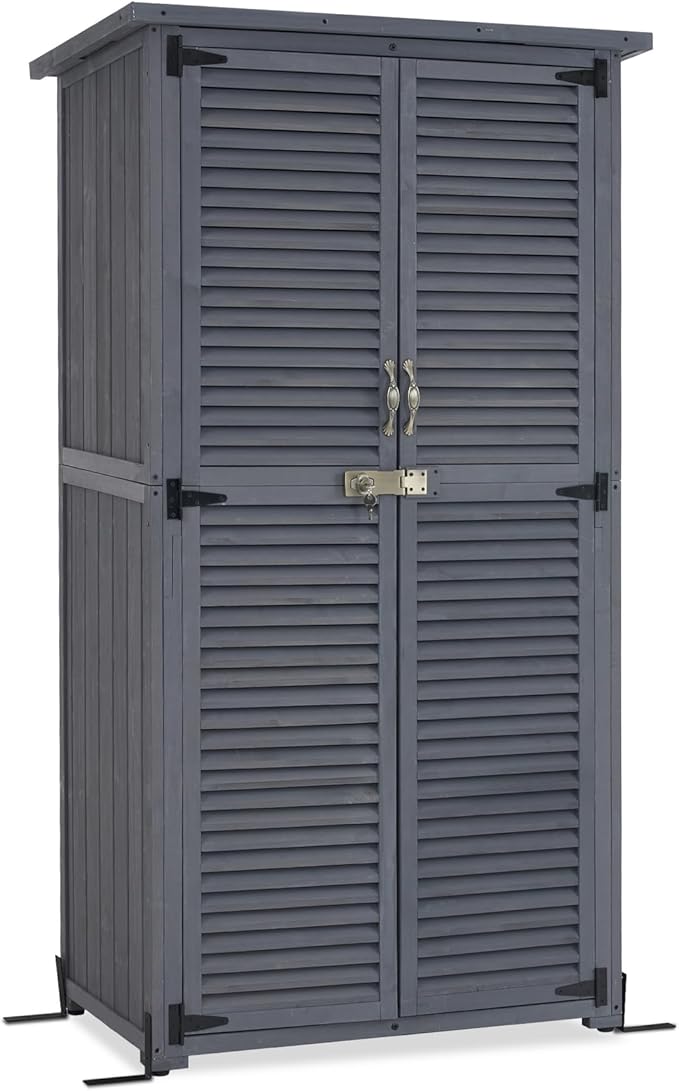 MCombo Outdoor Storage Cabinet, Wooden Storage Shed