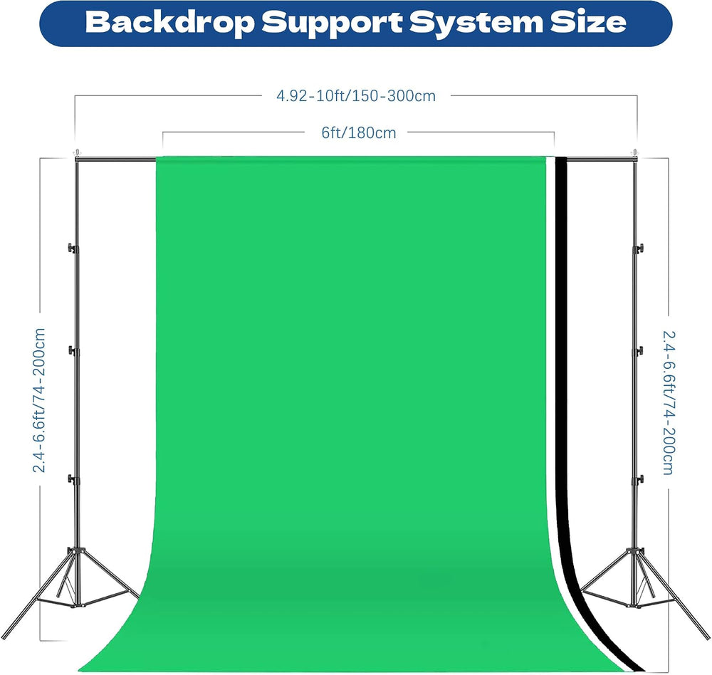 Photography Softboxes Kit with 6.6x10ft Backdrop Stands