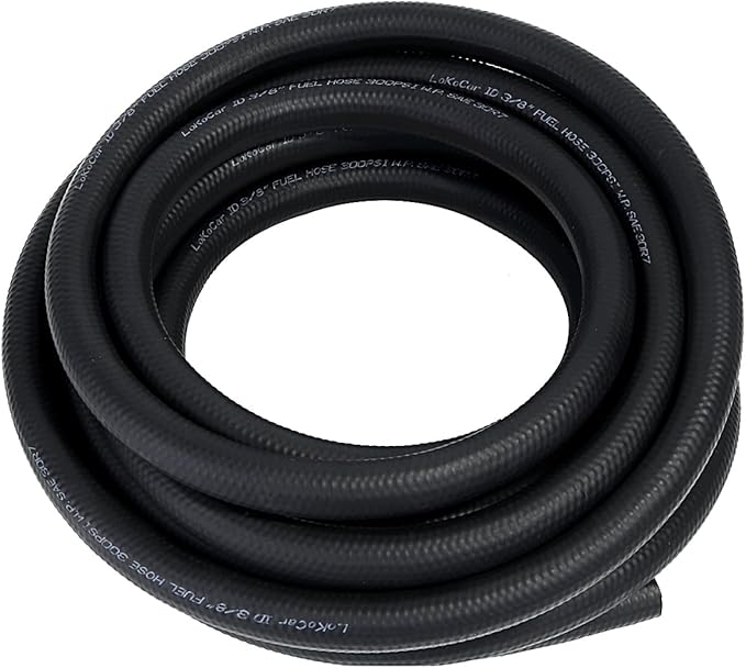 LokoCar Rubber Fuel Hose Line Push Lock 3/8" ID SAE 30R7 NBR 25ft 300PSI...
