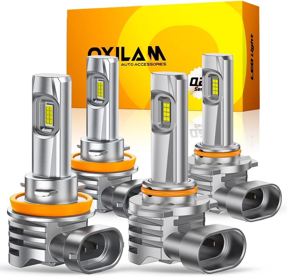 OXILAM H11/H9/H8 and 9005/HB3 Light Bulbs Combo, 000LM Wider Driving Vision (...