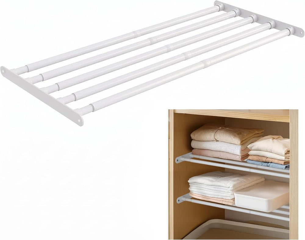 Closet Shelf & Rod Expandable, Wall Mounted Easy Install Closet Organizer