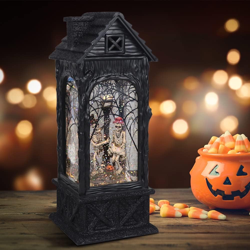 Halloween Snow Globe Lantern Ghost Projection Skeleton Figurine