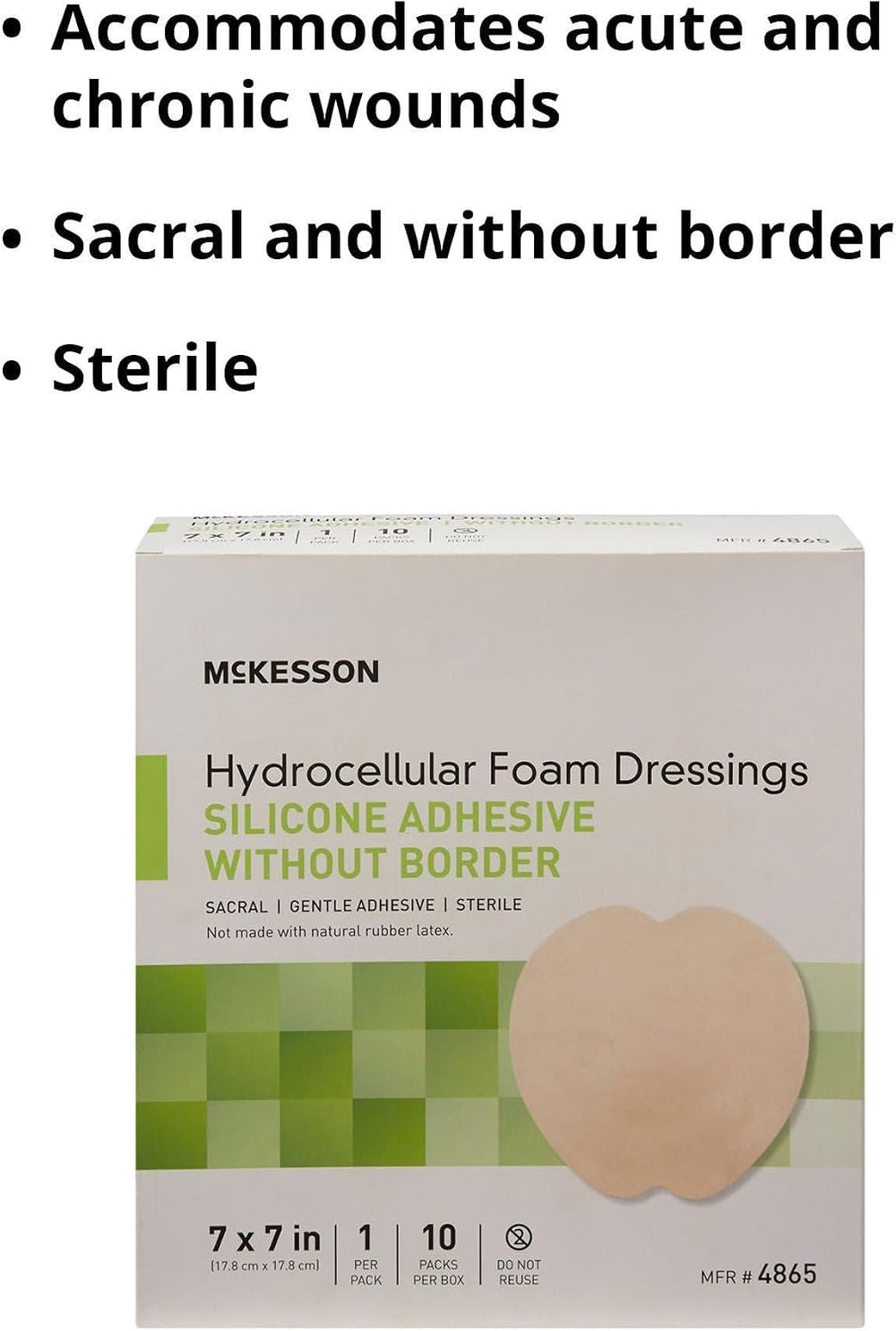 McKesson Hydrocellular Foam Dressing, Border, Sterile, 7 in, 10 ct