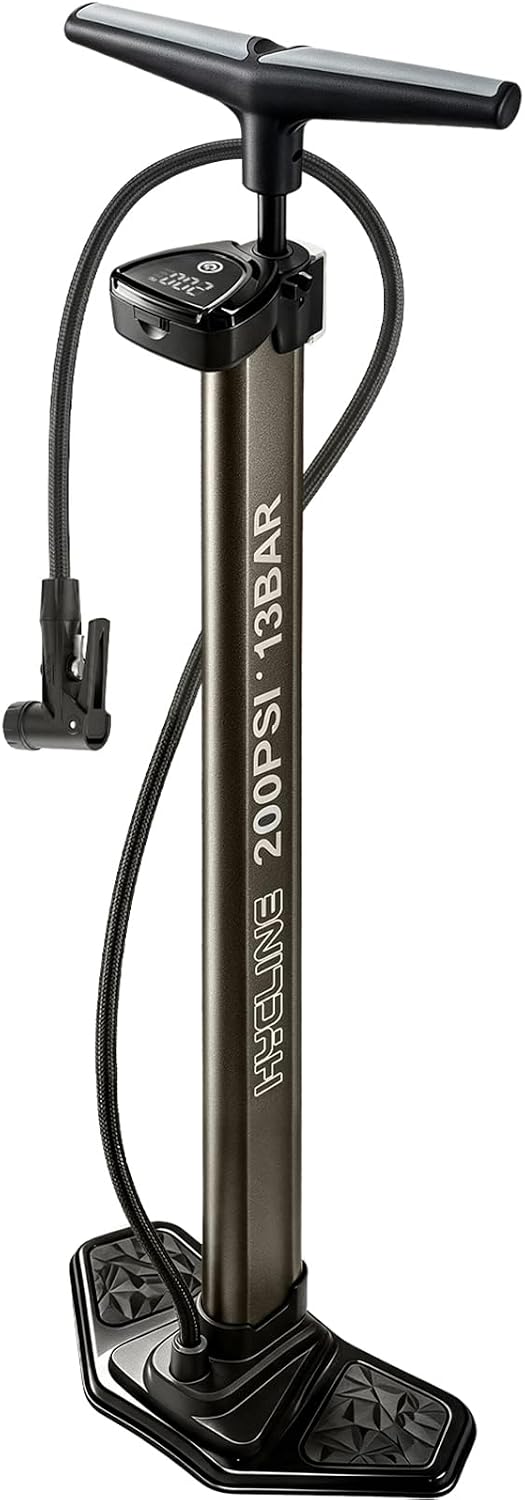 Hycline Tubeless Booster Bike Floor Pump: 200 PSI Digital Gauge Air Tank