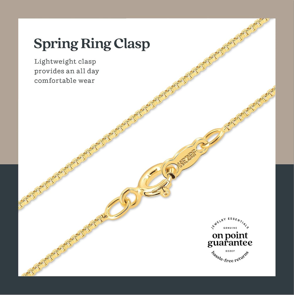 KEZEF Dainty Box Chain Necklace for Women, Gold or Silver, 15-40 Inch