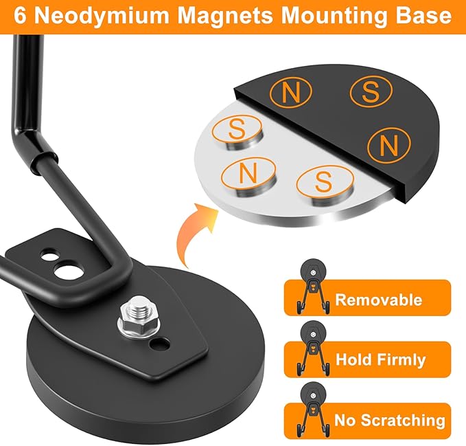ENUODA Strong Magnetic Hooks 6 Pack Large Rare Earth Magnet Hooks Heavy Duty