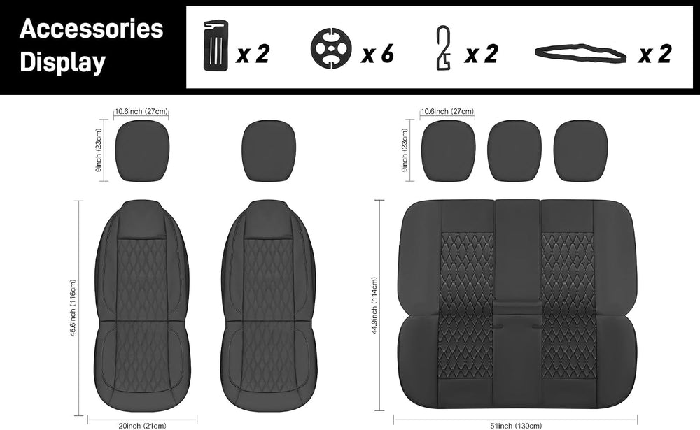 Faux Leather Car Seat Covers Full Set,Luxury and Comfortable Covers for Cars,...