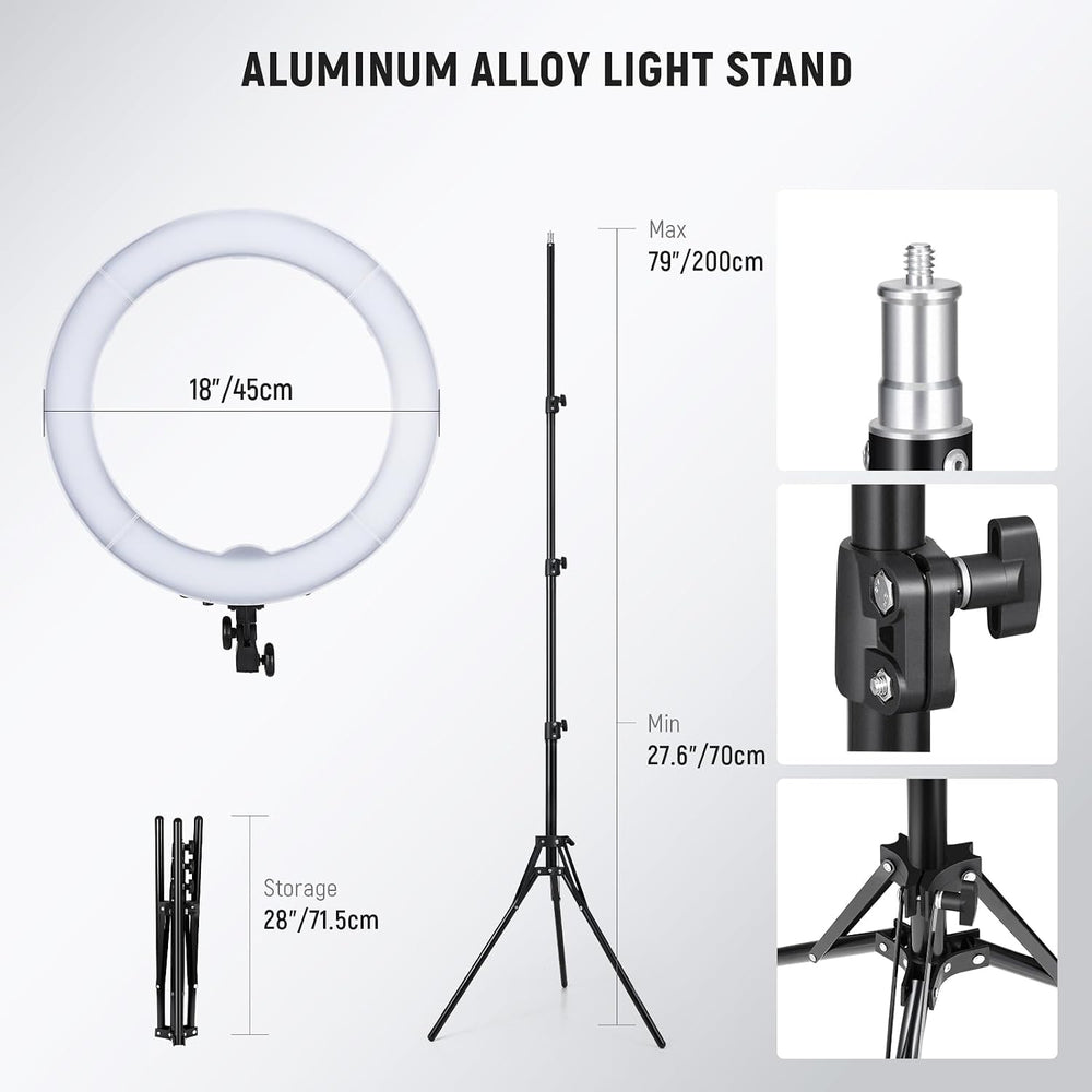 NEEWER 55W 18"/45cm Ring Light Kit [New Version], with Tripod Stand, RL-18