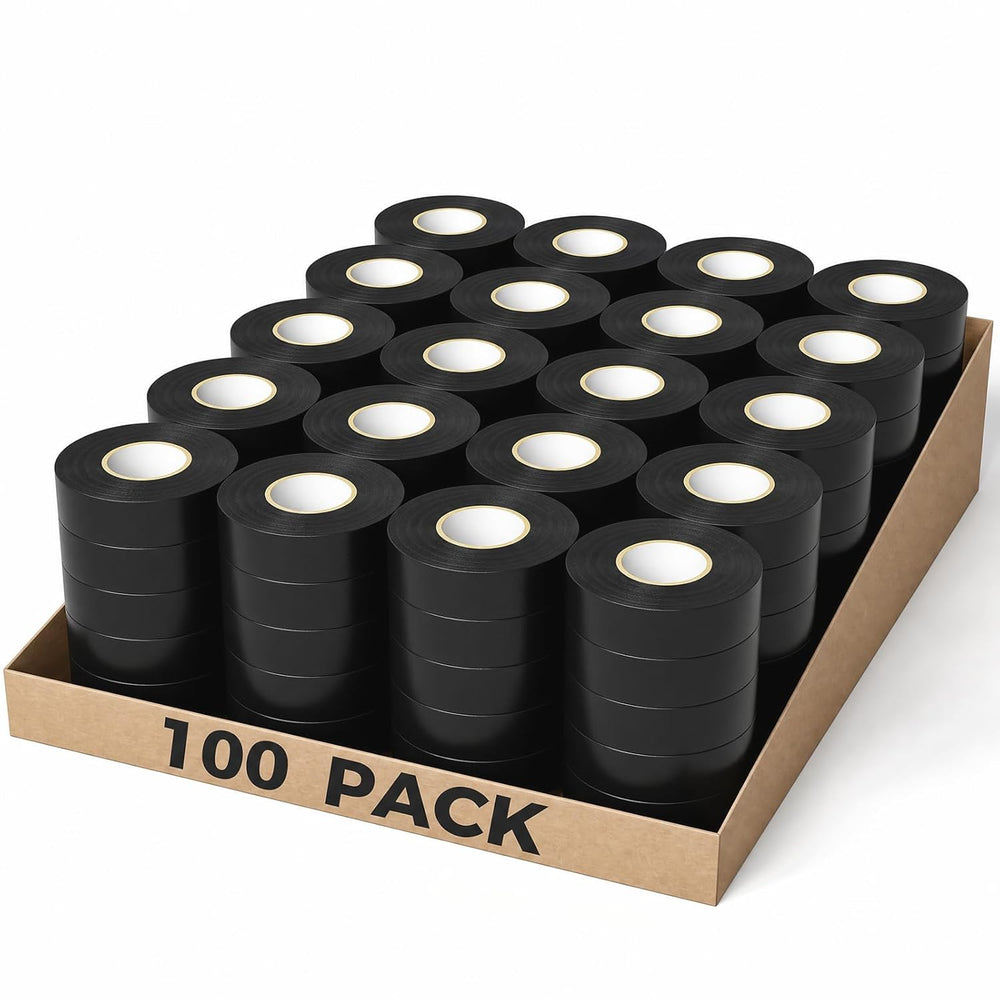 100 Pack 0.75" x66ft Electrical Tape, Waterproof Flame Retardant