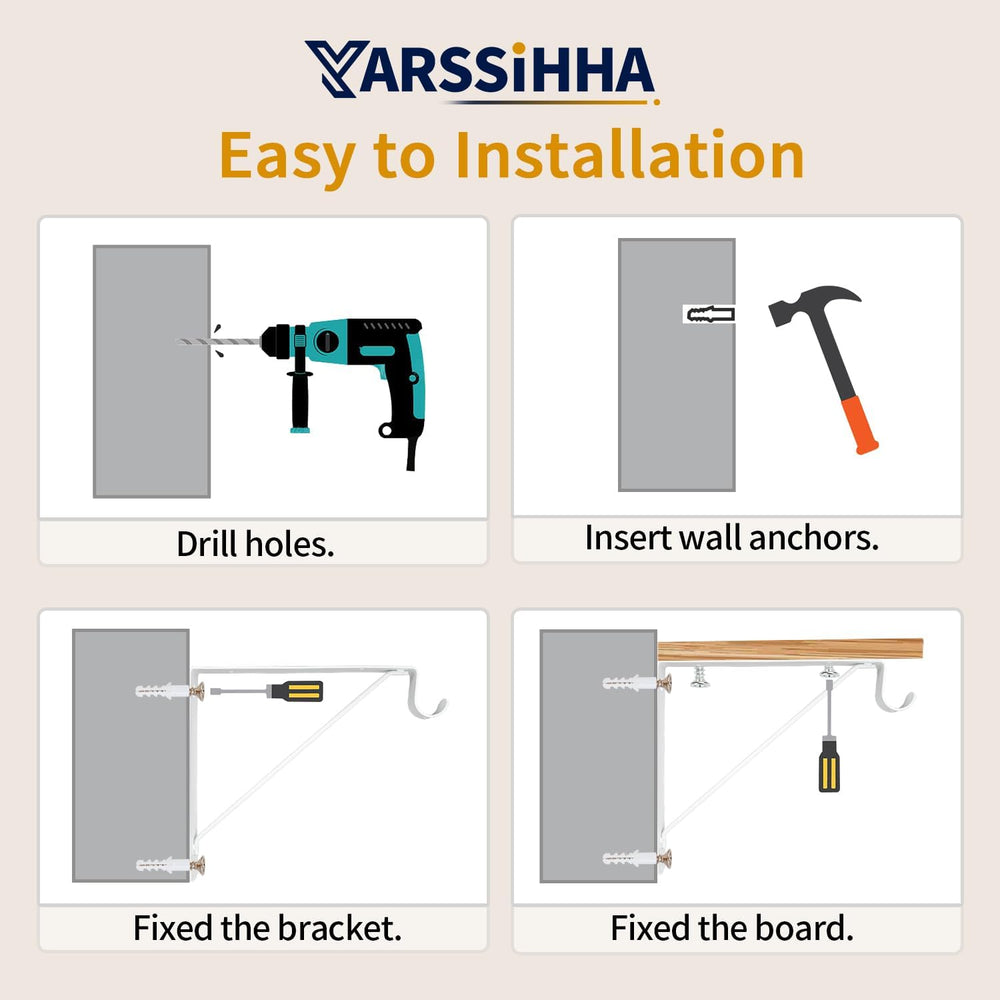 Yarssihha 6 Pack Closet Rod Bracket, 12 x 10.4 Inch Wall Mounted Closet Shelf...