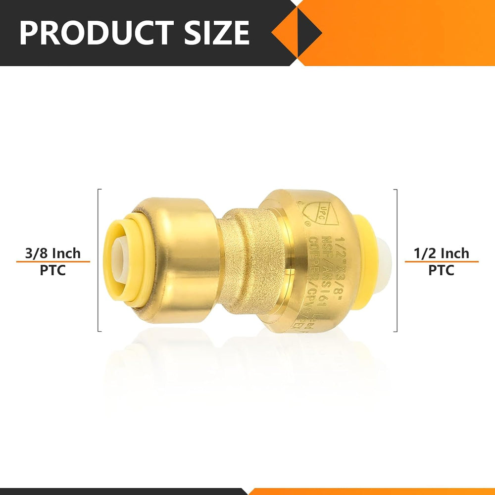 10PC HeSun 1/2" x 3/8" Push to Connect Coupling(PF156-10)