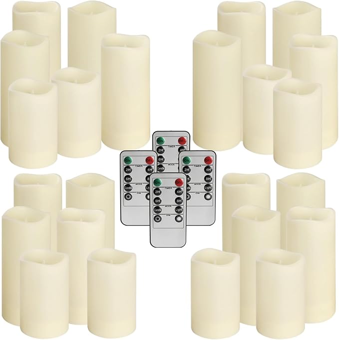 Set of 24 Waterproof Outdoor Flameless Candles, LED Candles with 4 Remote and...