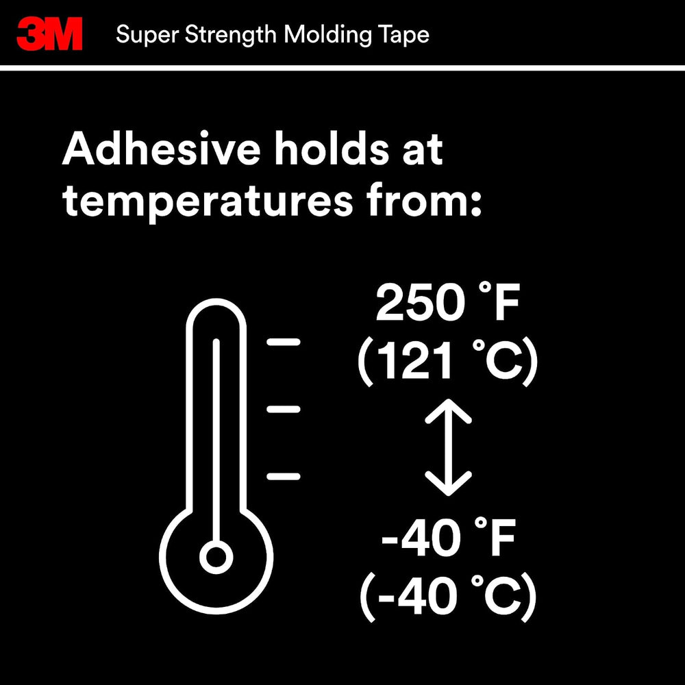 3M Super Strength Molding Tape 03609, 1/2 in x 5 ft, 6 Rolls (30 ft Total)