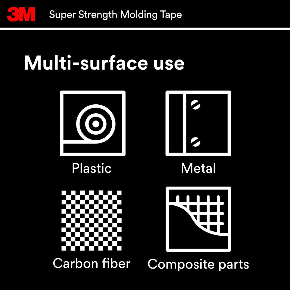 3M Super Strength Molding Tape 03609, 1/2 in x 5 ft, 6 Rolls (30 ft Total)